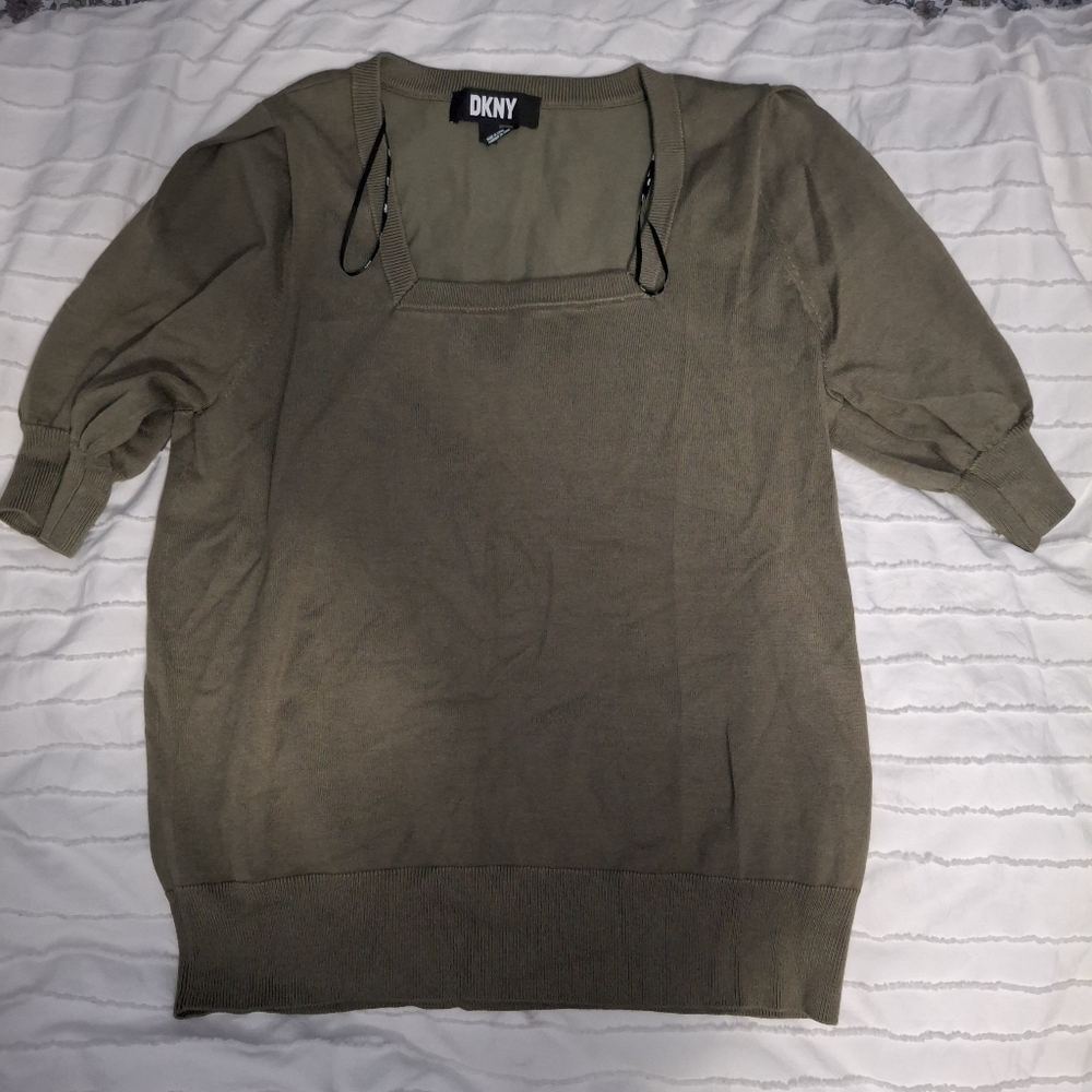 DKNYC Women's Khaki Sweater - Square Neck